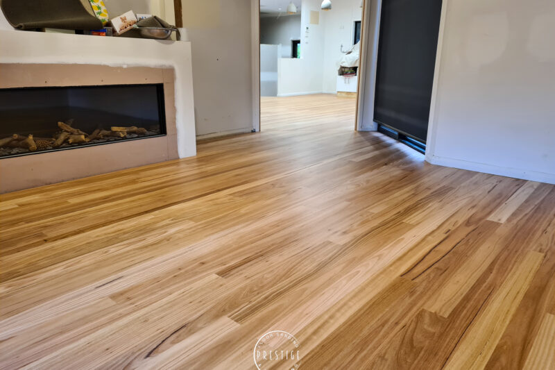Floating floor removed & replaced with Blackbutt hard wood flooring. Finished with Bona Traffic HD